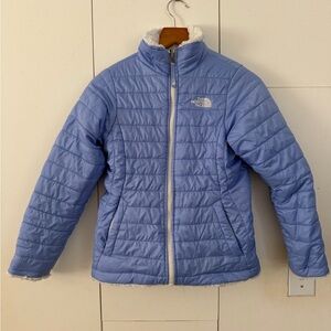 The North Face Girls M 10-12 Purple Puffer Jacket - Reversible